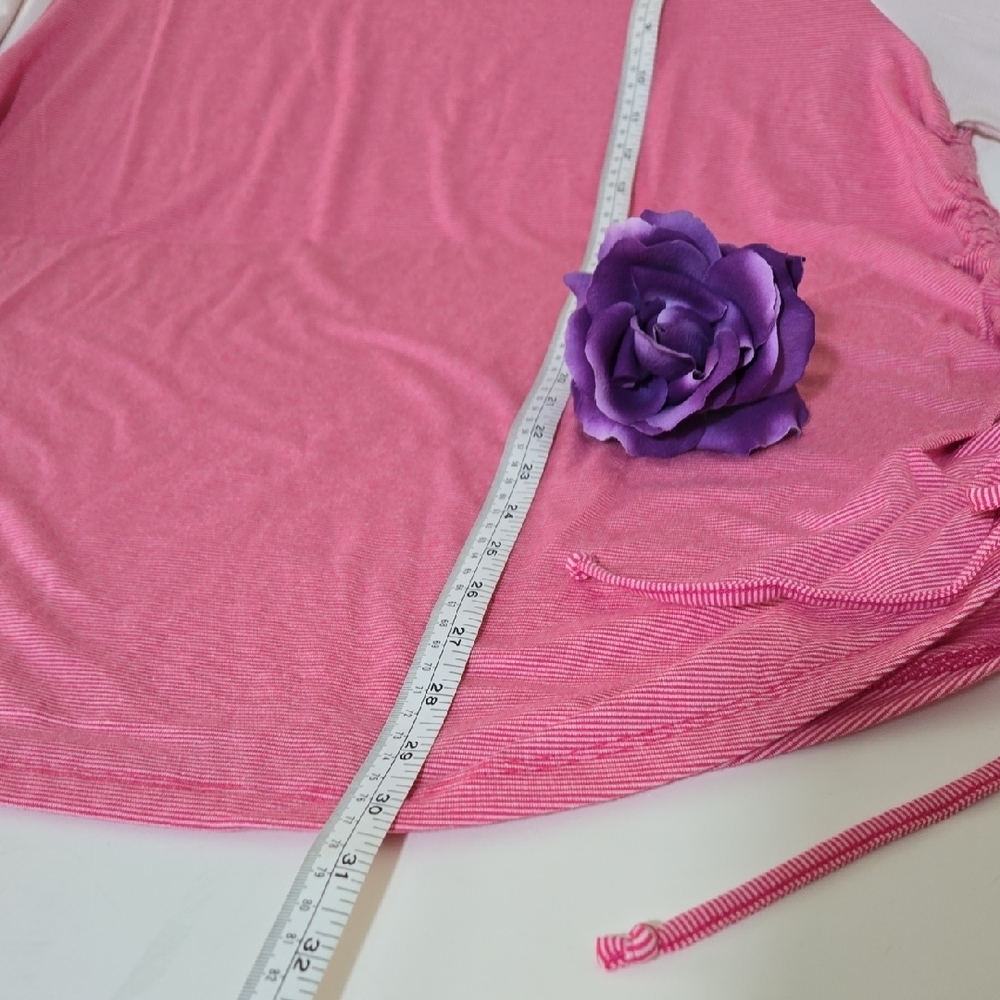 Lands' End Two-Tone Pink Scoop Neck Short Sleeve Tee with Side Ruching Sz 2X - Picture 5 of 8